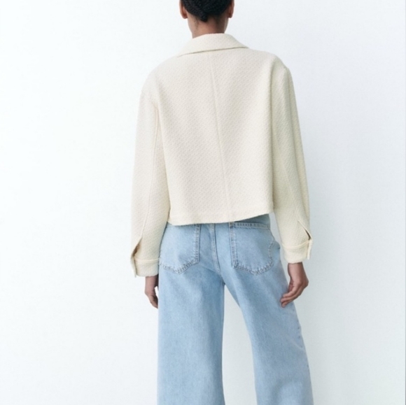 Zara Textured * Tweed Blazer Jacket Cream - Picture 13 of 16